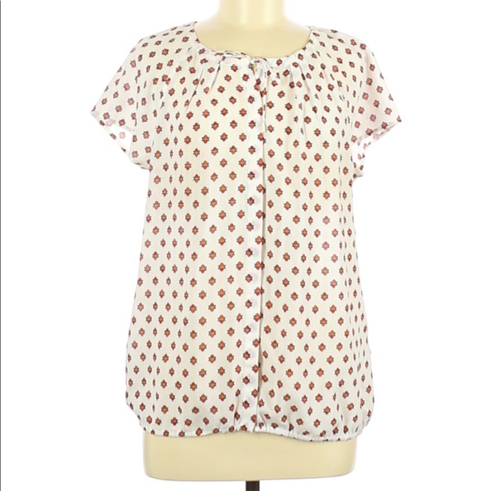Liz Claiborne Short Sleeve Blouse Size Med‎ Print